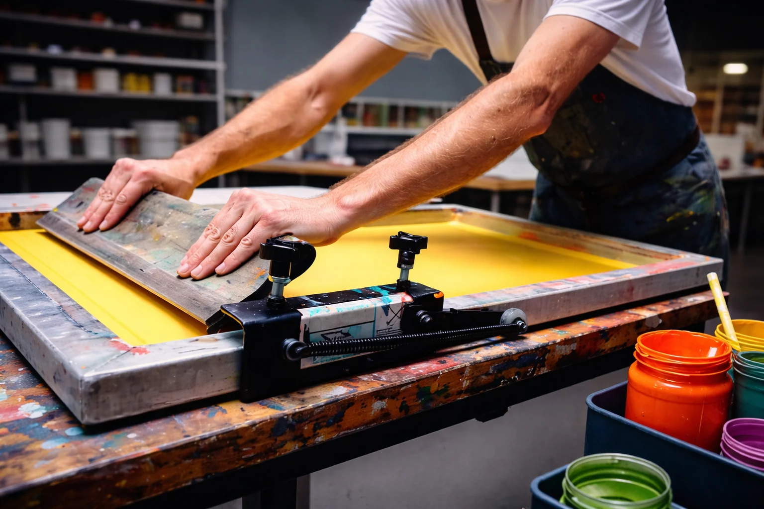 Taller de serigrafía para producción de pedidos de eventos